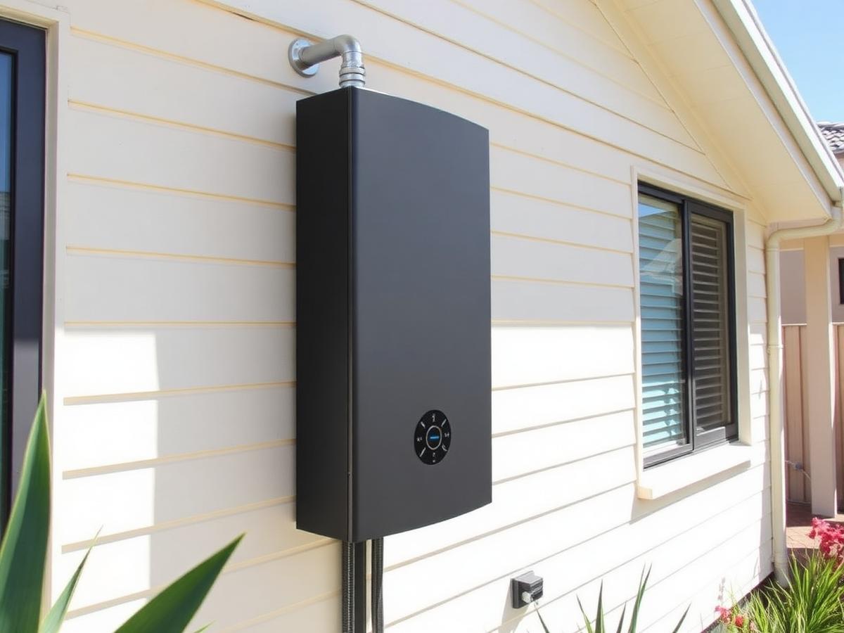 AI service scene showing residential hot-water equipment and accessible connections